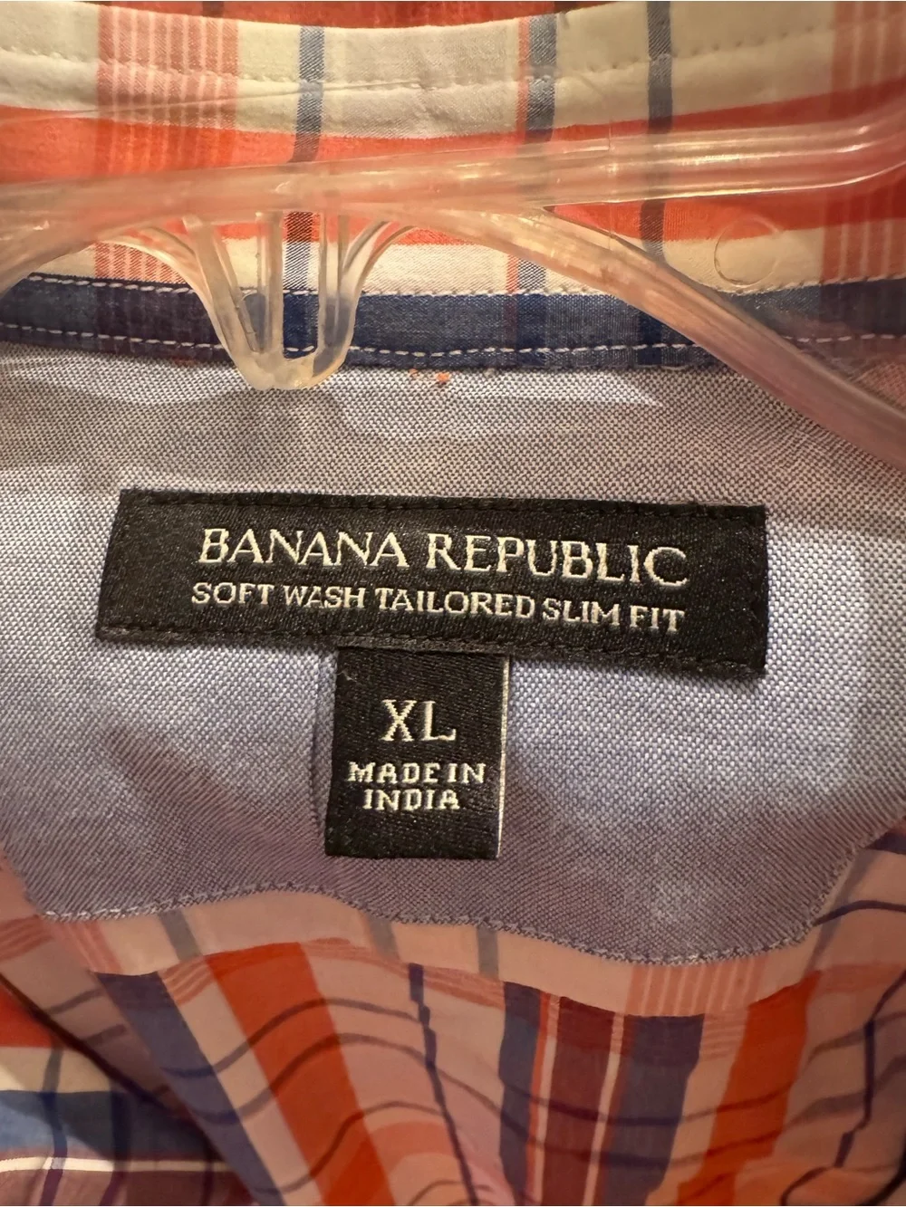 Banana Republic Men’s Plaid Button-Down Shirt in Red, Blue & White